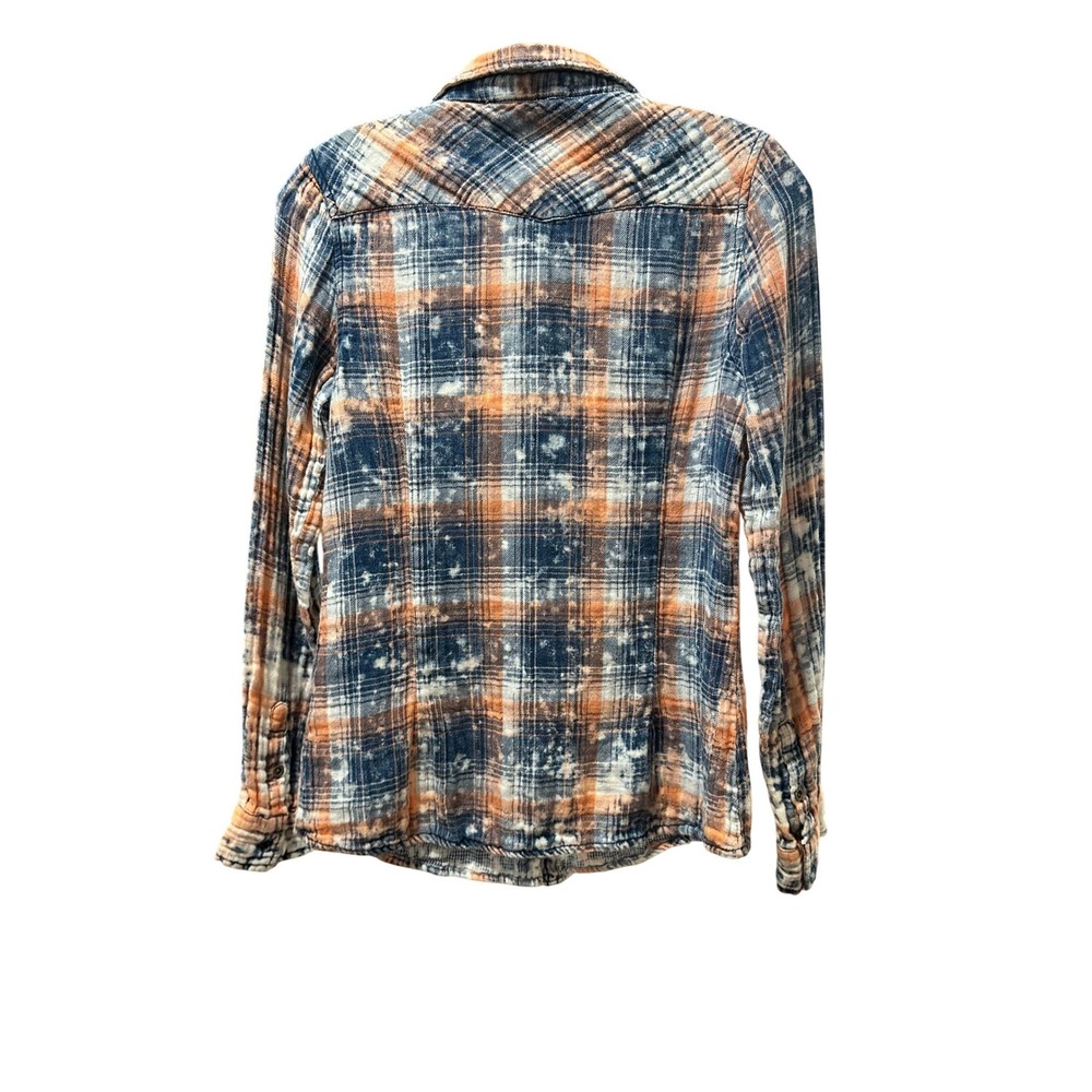 Love Stitch Women's Size Small Plaid Bleached Long Sleeve‎ Button Down Shirt - Picture 2 of 7